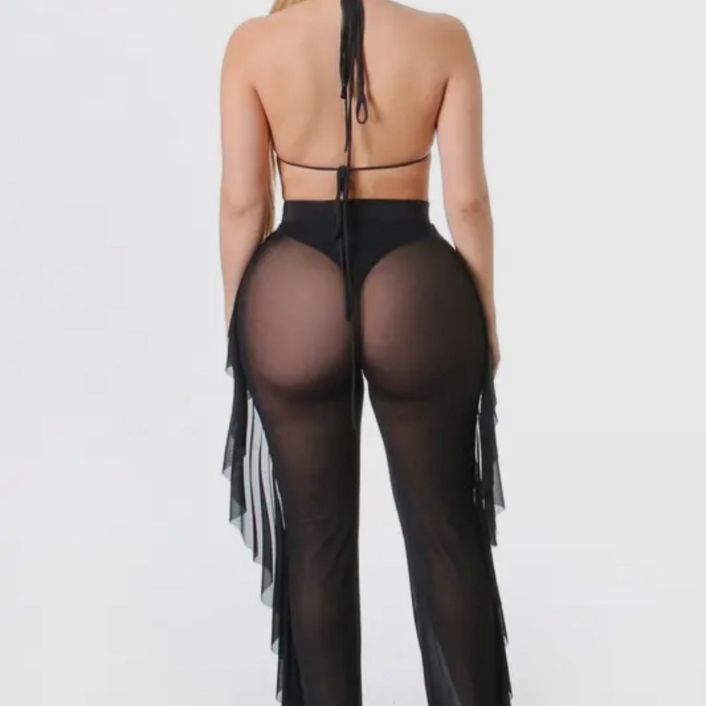 Mesh Bralette and Ruffle Pant Set - Picture 3 of 7
